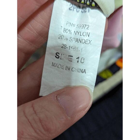 Beach Bay Women's 2 Piece Orange Floral Top Black Bottom Swim Suit Size 10 - Picture 9 of 9